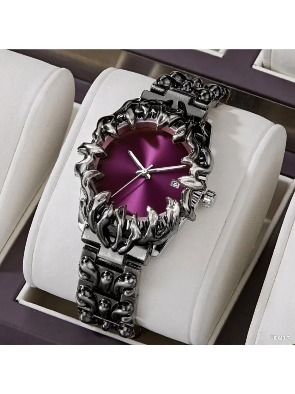 Men's Purple Quartz Gothic Claw Unique Stainless Steel Luminous Waterproof Watch